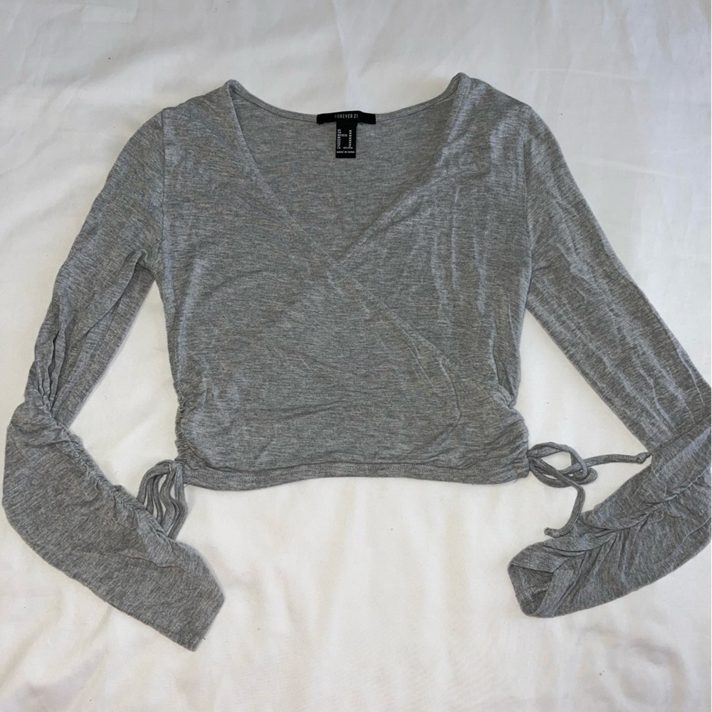 grey wrap top